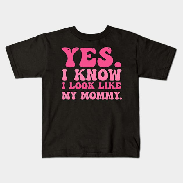 Yes I Know I Look Like My Mommy Breast Cancer Awareness Kids T-Shirt by cyberpunk art